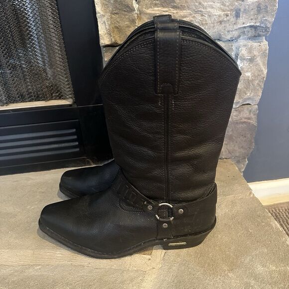 Harley Davidson 91202 Black Pebbled Leather Barnes Riding Biker Boots Men’s 13 - Picture 1 of 7